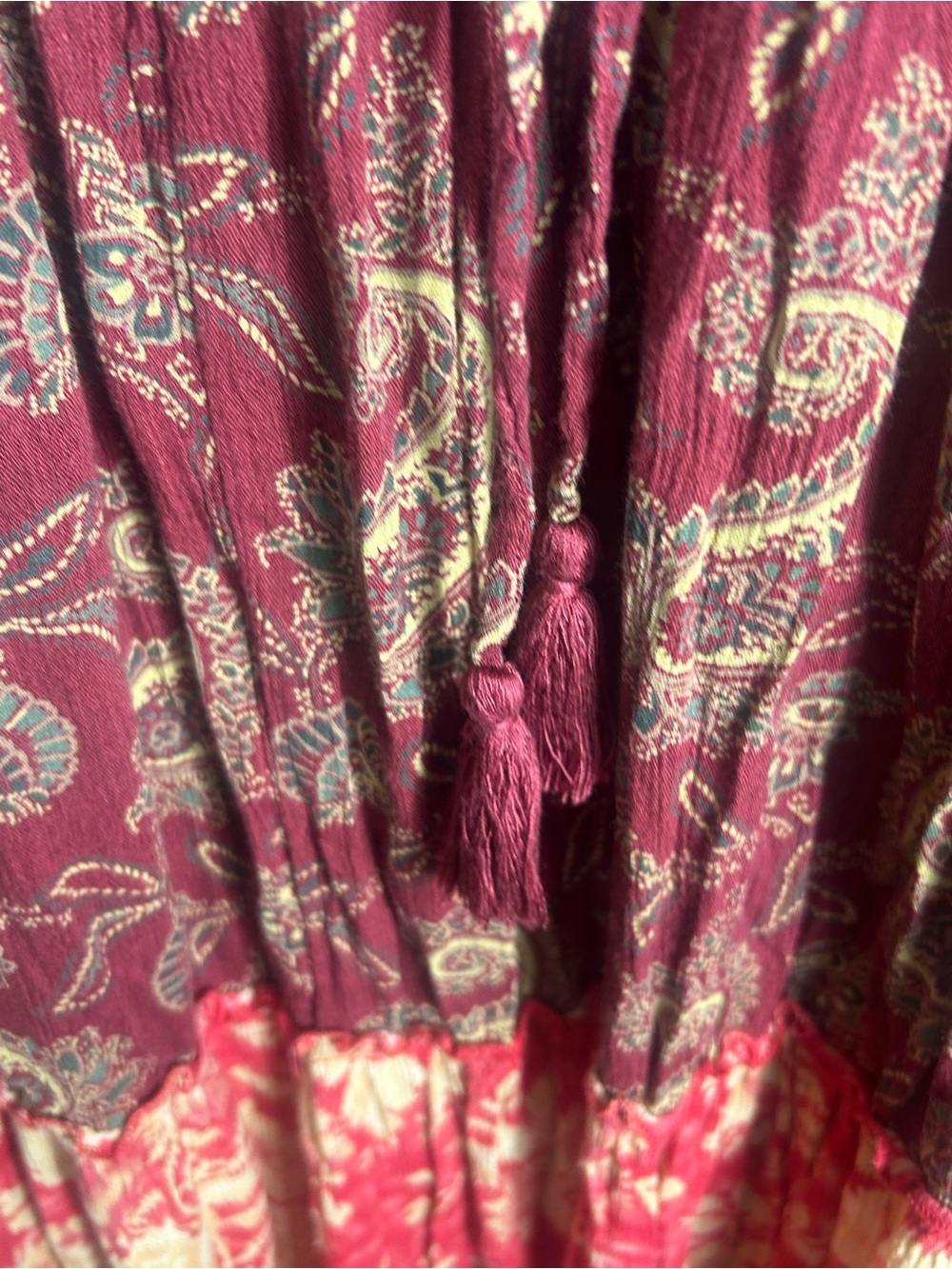 Denim & Supply Ralph Lauren Womens Large Red Multi Tiered Maxi Dress Bohemian - Picture 7 of 8
